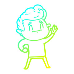 cold gradient line drawing happy cartoon man
