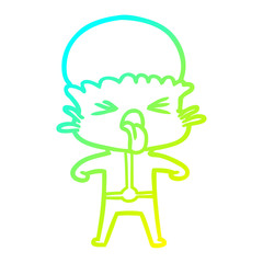 cold gradient line drawing disgusted cartoon alien