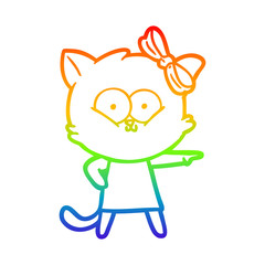 rainbow gradient line drawing cartoon cat