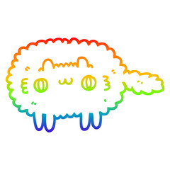 rainbow gradient line drawing cartoon cat
