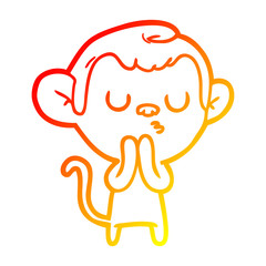 warm gradient line drawing cartoon monkey