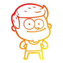 warm gradient line drawing cartoon happy man