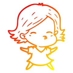 warm gradient line drawing cartoon woman