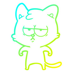 cold gradient line drawing bored cartoon cat