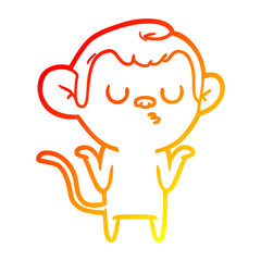 warm gradient line drawing cartoon monkey