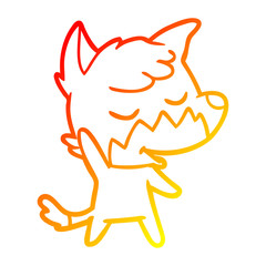 warm gradient line drawing friendly cartoon fox