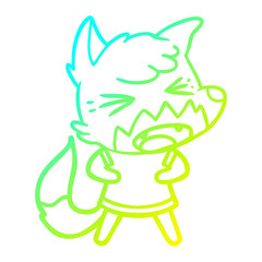 cold gradient line drawing angry cartoon fox