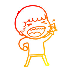 warm gradient line drawing cartoon laughing man