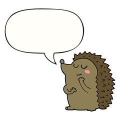 cute cartoon hedgehog and speech bubble
