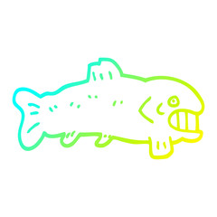 cold gradient line drawing cartoon large fish
