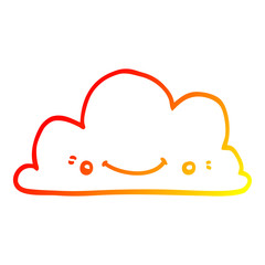 warm gradient line drawing cute cartoon cloud