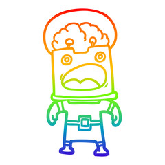 rainbow gradient line drawing cartoon robot