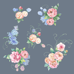 Watercolor flowers set,It's perfect for greeting cards,wedding invitation, wedding design,birthday and mothers day cards