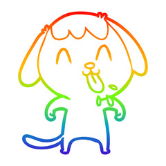 rainbow gradient line drawing cute cartoon dog