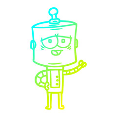 cold gradient line drawing cartoon robot