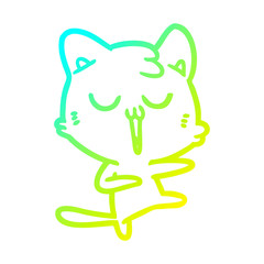 cold gradient line drawing cartoon cat singing