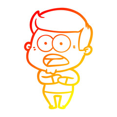 warm gradient line drawing cartoon shocked man