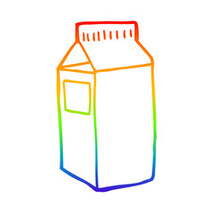 rainbow gradient line drawing cartoon milk carton