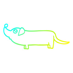 cold gradient line drawing cartoon dachshund