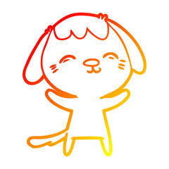 warm gradient line drawing happy cartoon dog