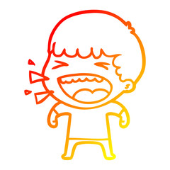 warm gradient line drawing cartoon laughing man