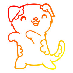 warm gradient line drawing cute cartoon puppy