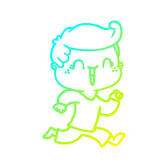 cold gradient line drawing cartoon laughing boy