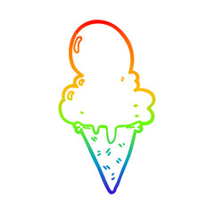 rainbow gradient line drawing cartoon ice cream