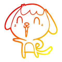 warm gradient line drawing cute cartoon dog