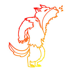 warm gradient line drawing cartoon howling werewolf