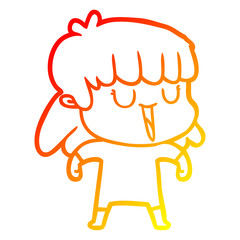 warm gradient line drawing cartoon woman