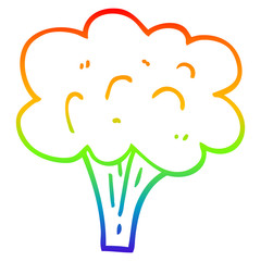 rainbow gradient line drawing cartoon broccoli stalk