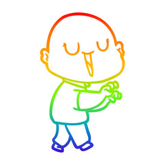 rainbow gradient line drawing happy cartoon bald man