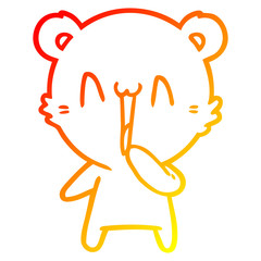 warm gradient line drawing happy bear cartoon