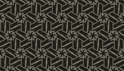 For interior wallpaper, smart design, fashion print.Vector seamless illustration with pattern in triangles style. Dark black color.