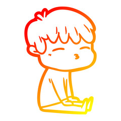 warm gradient line drawing cartoon frustrated man