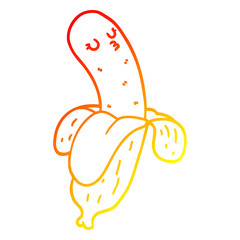 warm gradient line drawing cartoon banana