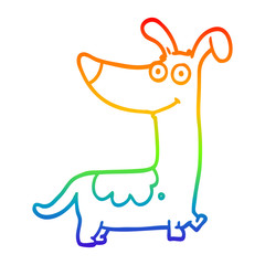 rainbow gradient line drawing cartoon dog