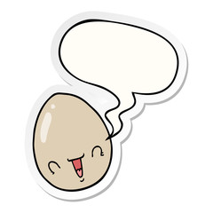 cartoon egg and speech bubble sticker