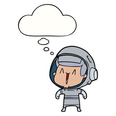 cartoon astronaut man and thought bubble