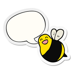 cartoon bee and speech bubble sticker