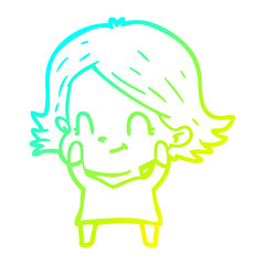 cold gradient line drawing cartoon friendly girl
