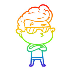 rainbow gradient line drawing cartoon cool guy