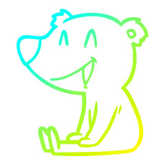 cold gradient line drawing sitting bear cartoon