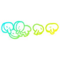 Obraz premium cold gradient line drawing cartoon chopped mushrooms
