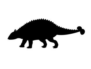 Fototapeta premium Vector flat black silhouette of ankylosaurus isolated on white