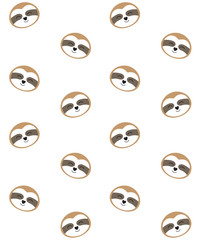 Vector seamless pattern of flat cartoon sloth face isolated on white background © Sweta