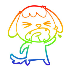 rainbow gradient line drawing cute cartoon dog barking