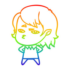 Obraz premium rainbow gradient line drawing cartoon vampire girl