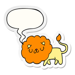 cartoon lion and speech bubble sticker